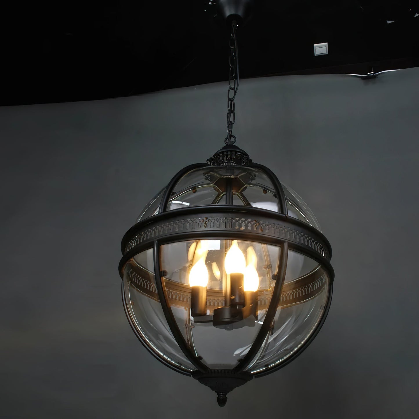 Vinse | Vintage sfærisk transparent glas pendellampe