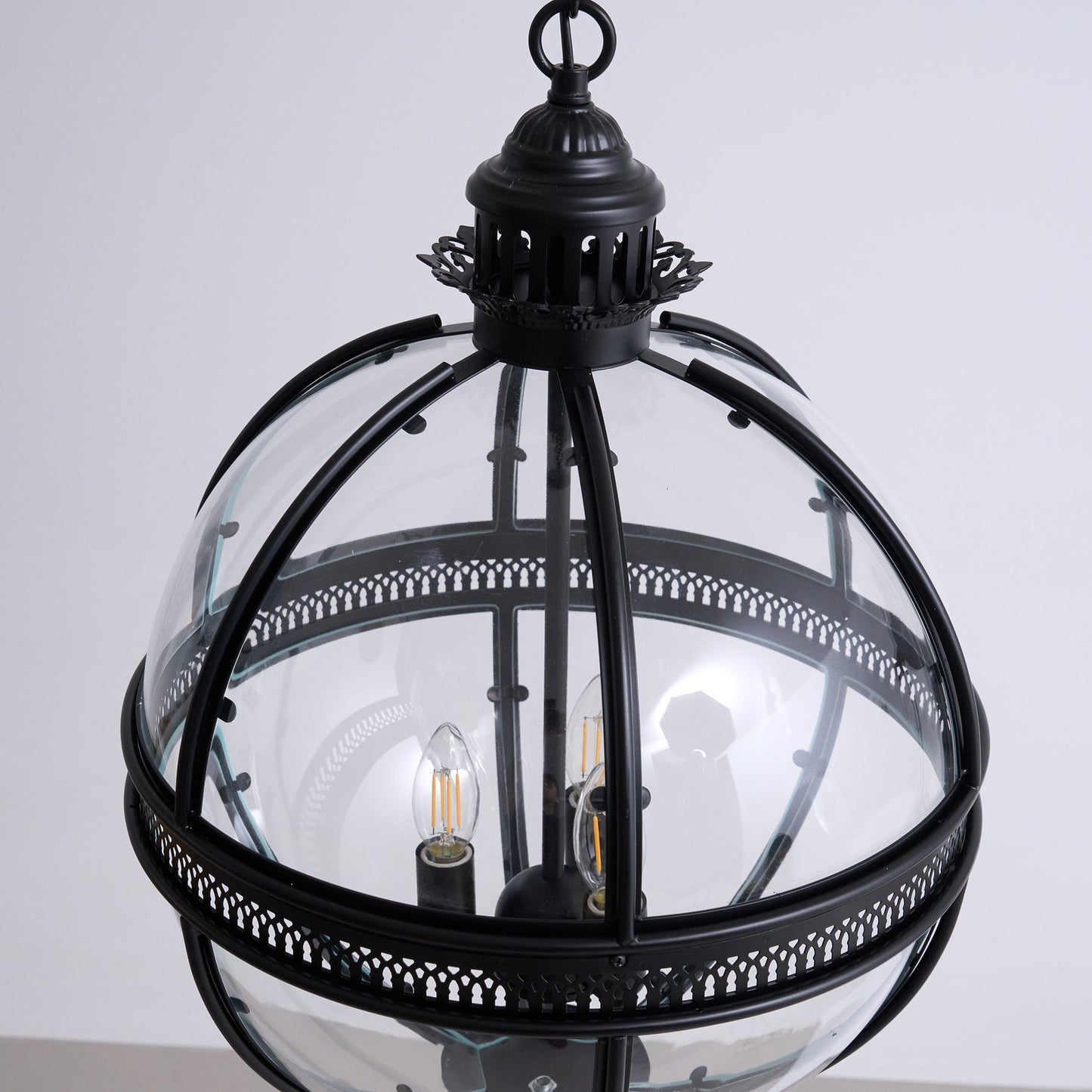 Vinse | Vintage sfærisk transparent glas pendellampe