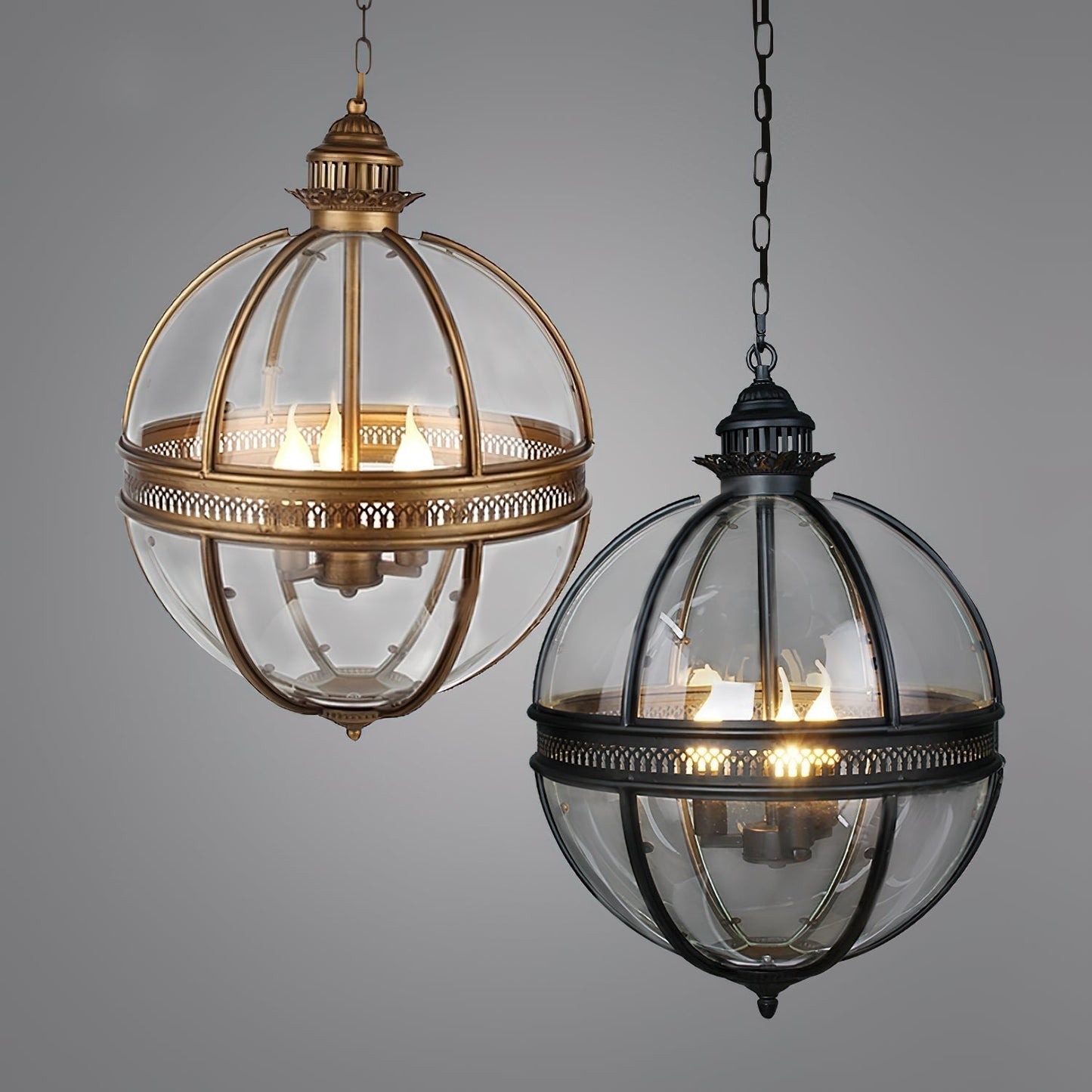 Vinse | Vintage sfærisk transparent glas pendellampe