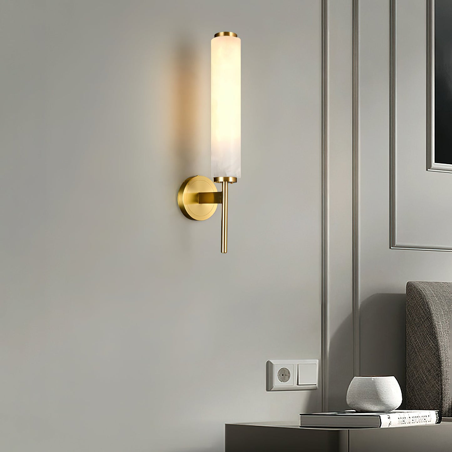 Kelsorim | Geometrisk minimalistisk alabaster cylinder væglampe  