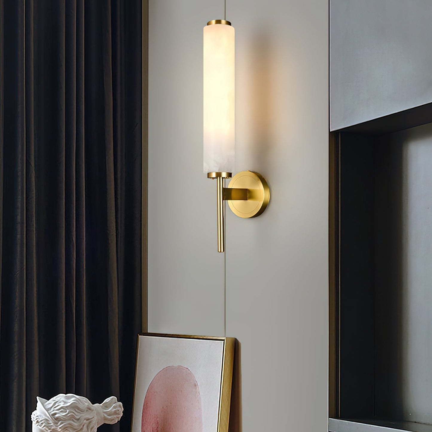 Kelsorim | Geometrisk minimalistisk alabaster cylinder væglampe  