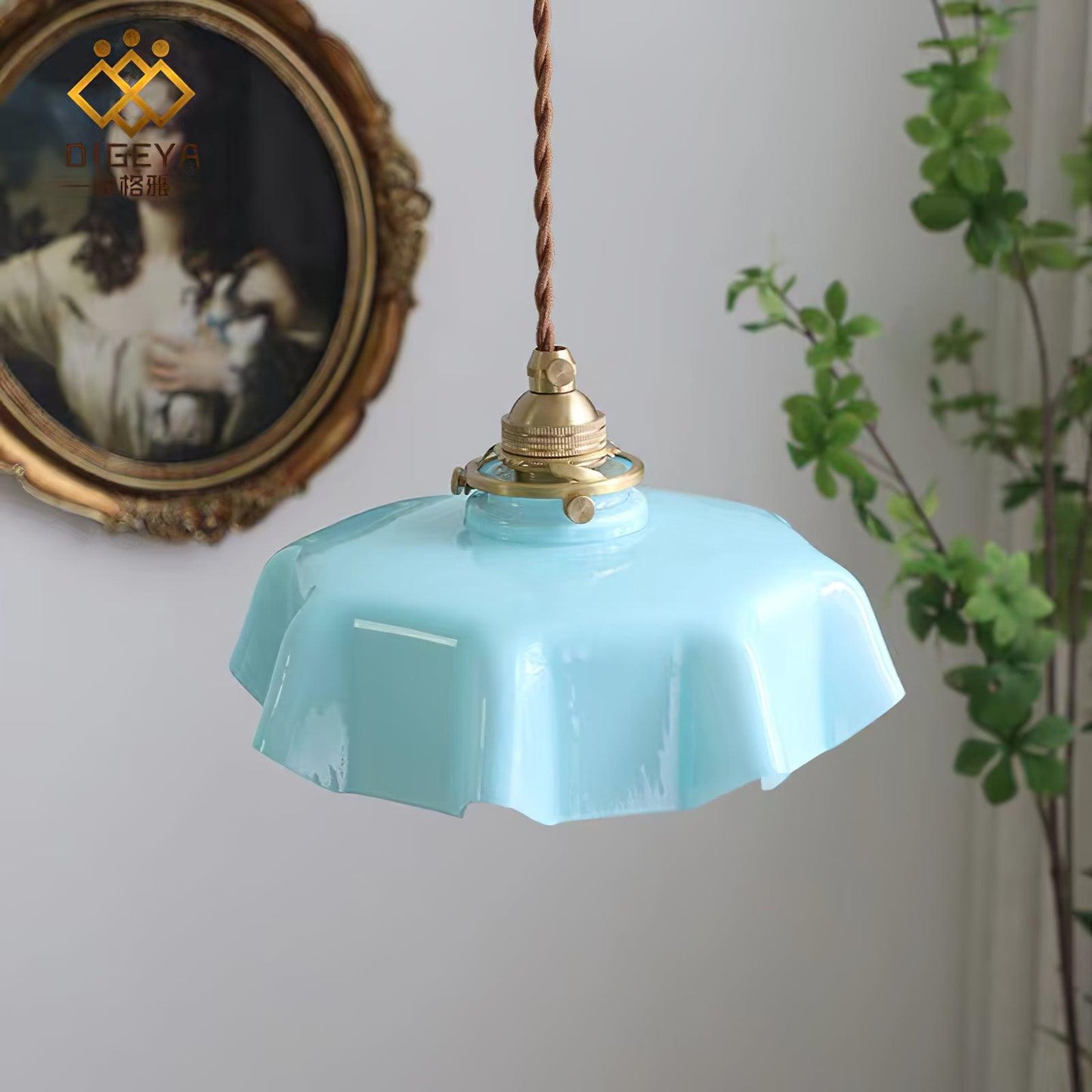 Kelvarna | Vintage plisseret glas fløjl pendellampe
