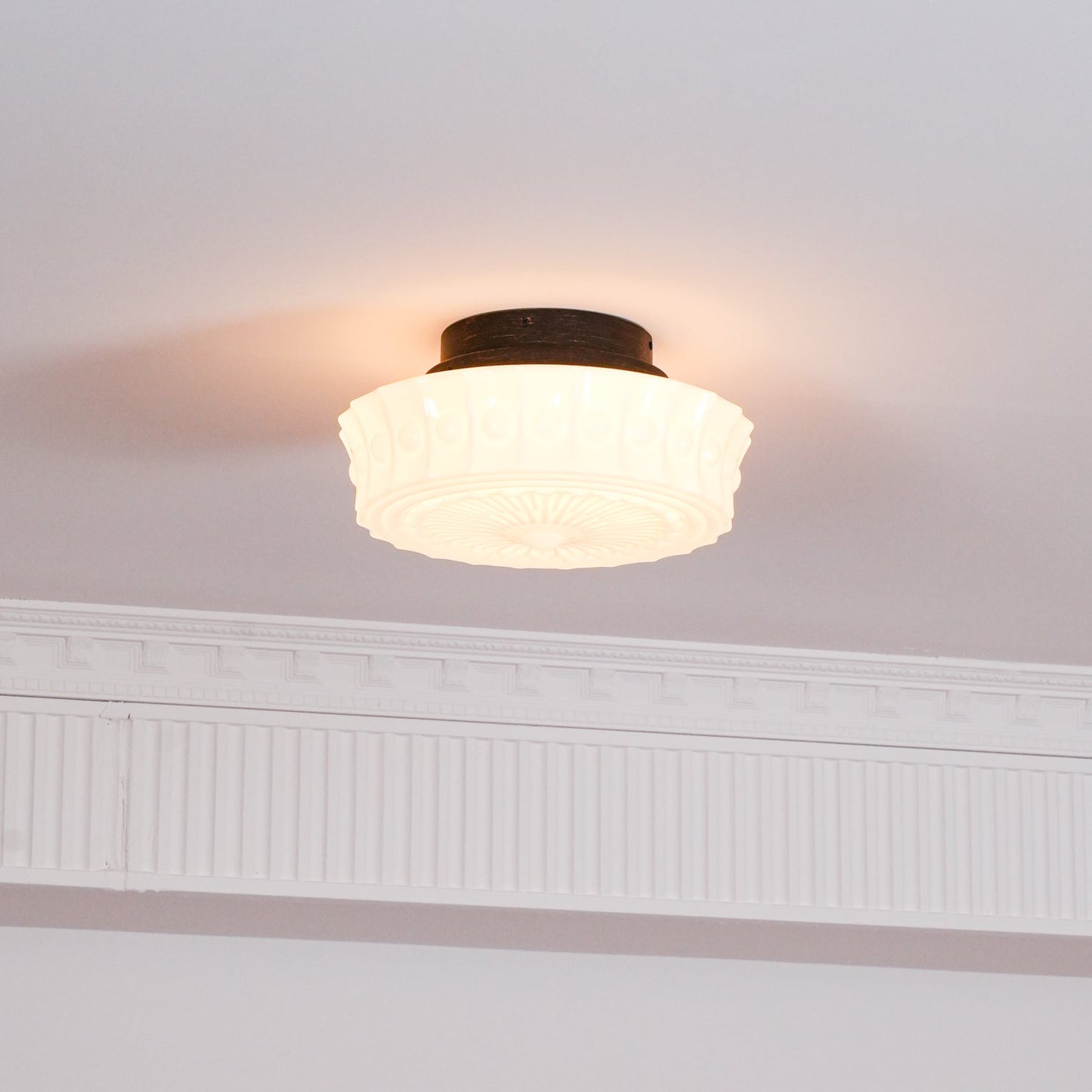 Solvendi | Minimalistisk geometrisk glas skål semi-flush loftslampe
