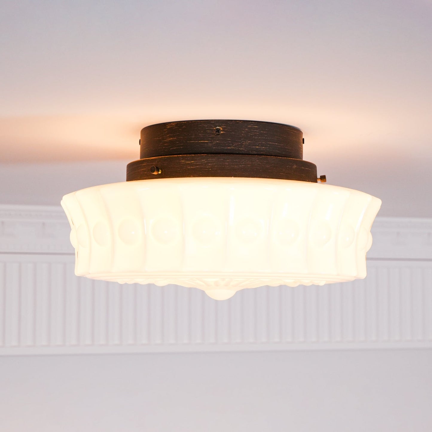 Solvendi | Minimalistisk geometrisk glas skål semi-flush loftslampe