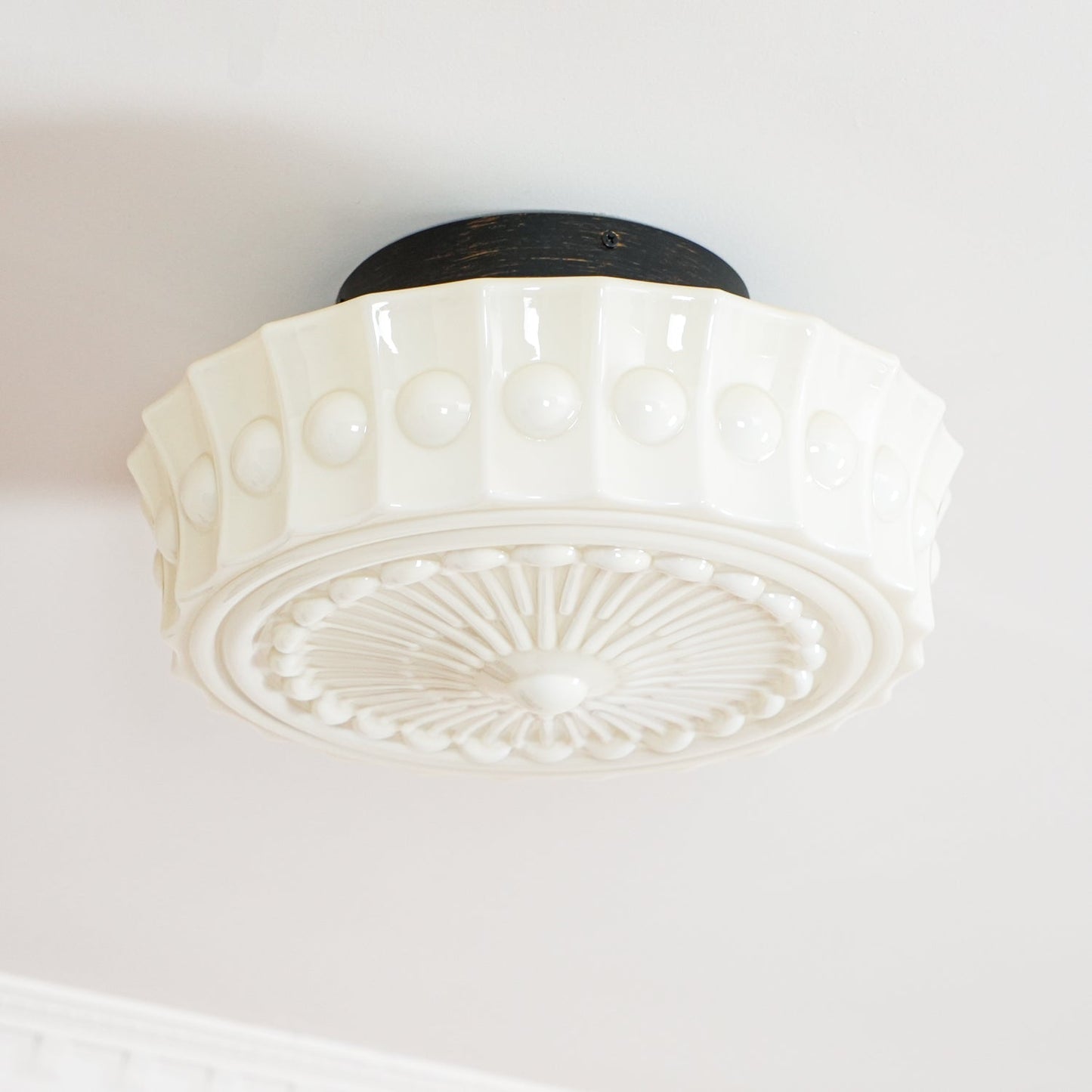 Solvendi | Minimalistisk geometrisk glas skål semi-flush loftslampe