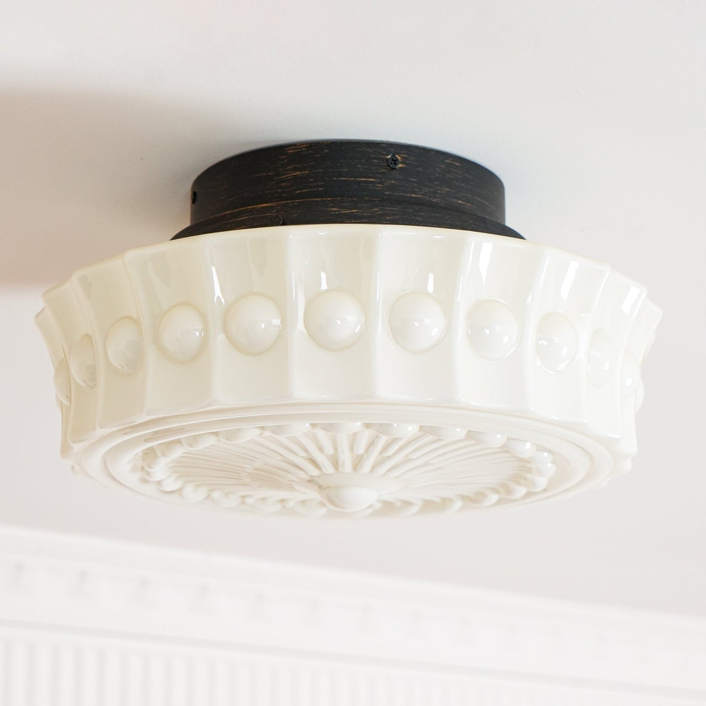 Solvendi | Minimalistisk geometrisk glas skål semi-flush loftslampe