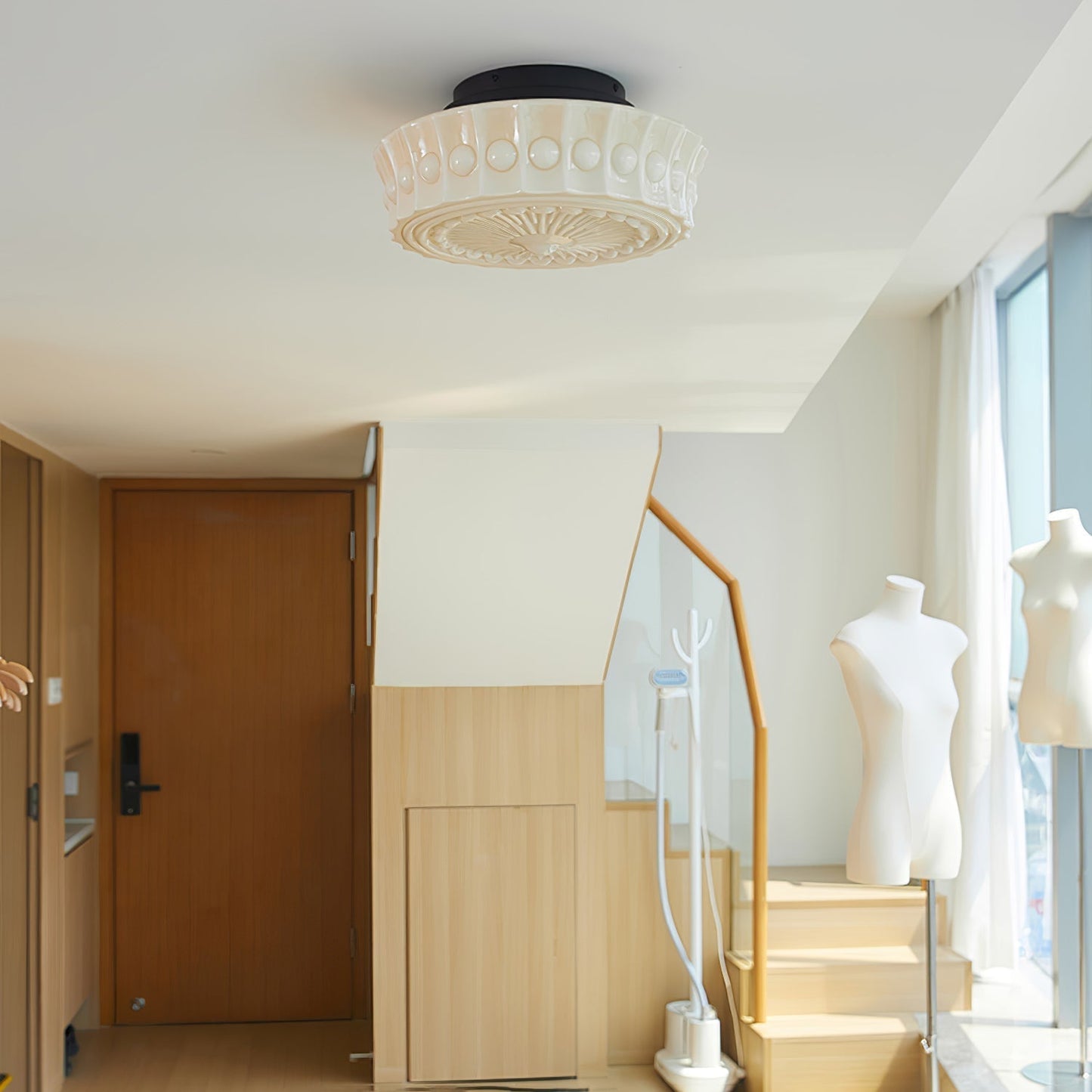 Solvendi | Minimalistisk geometrisk glas skål semi-flush loftslampe