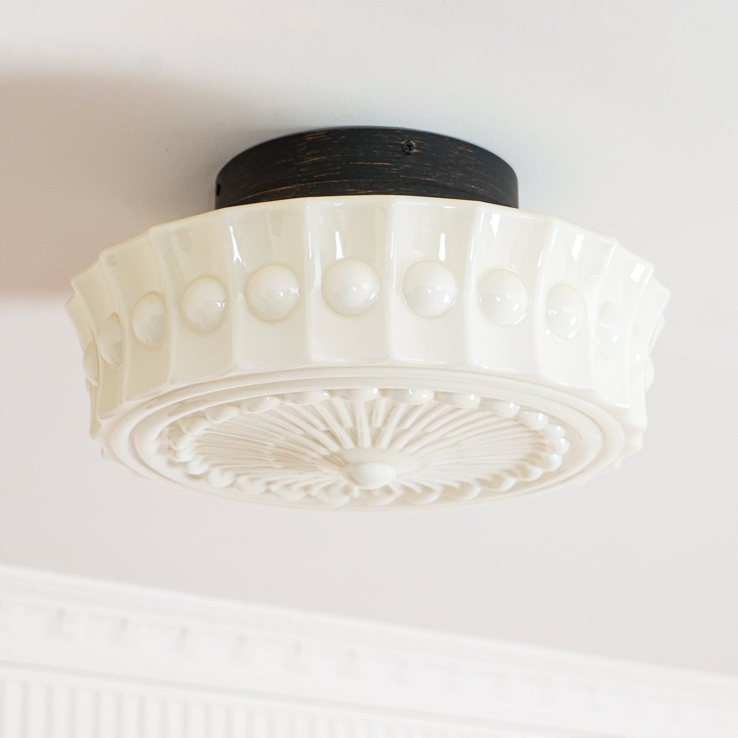 Solvendi | Minimalistisk geometrisk glas skål semi-flush loftslampe