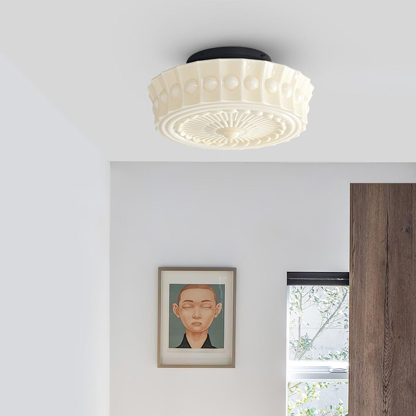 Solvendi | Minimalistisk geometrisk glas skål semi-flush loftslampe