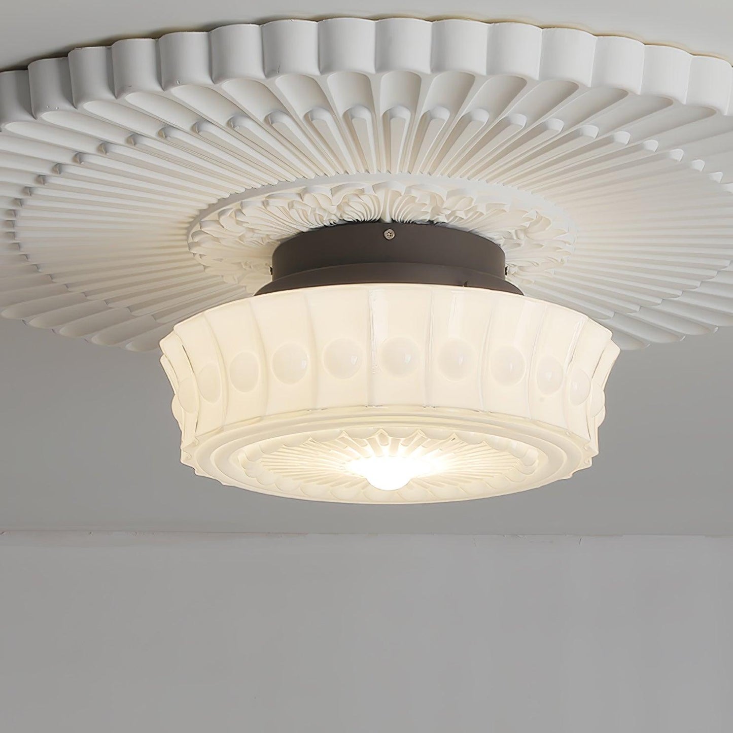 Solvendi | Minimalistisk geometrisk glas skål semi-flush loftslampe