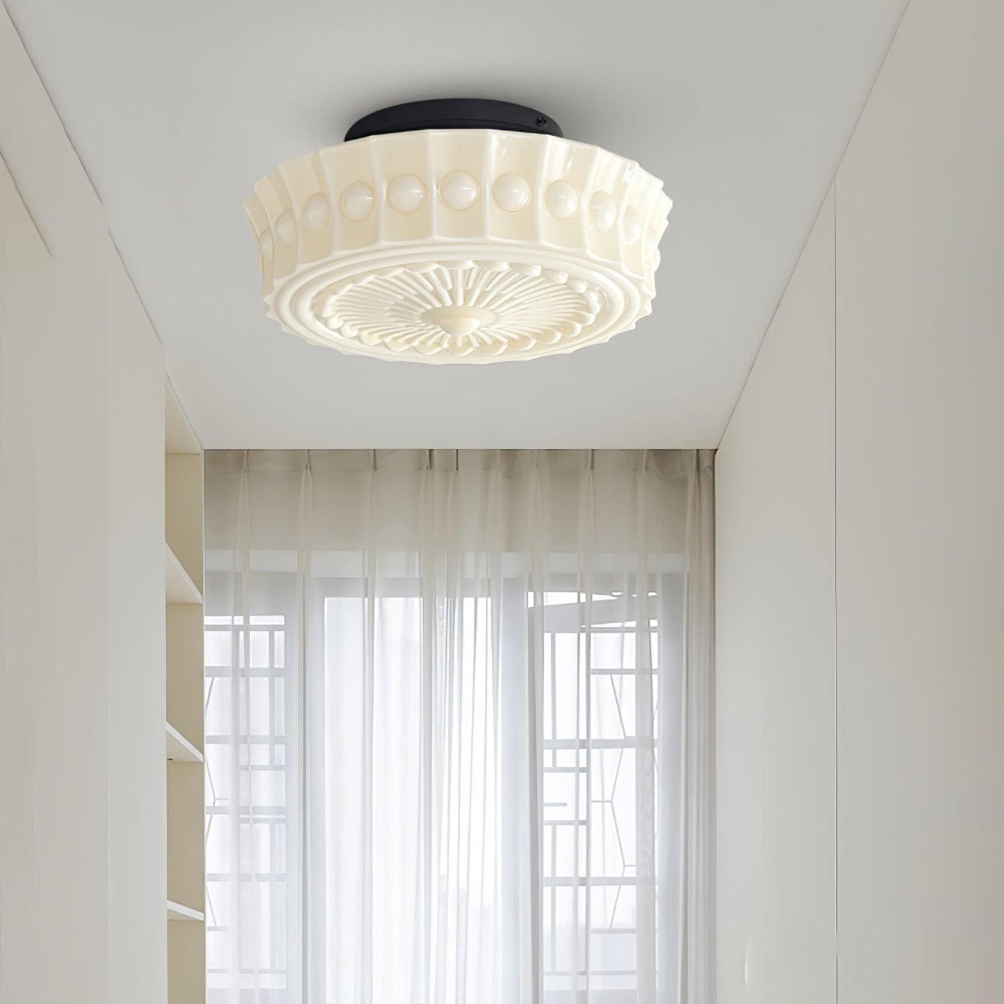 Solvendi | Minimalistisk geometrisk glas skål semi-flush loftslampe