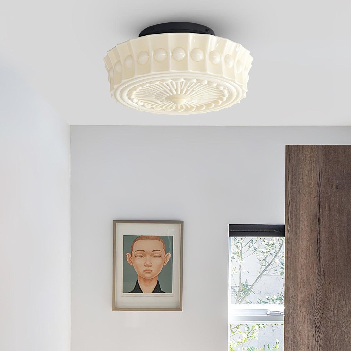 Solvendi | Minimalistisk geometrisk glas skål semi-flush loftslampe