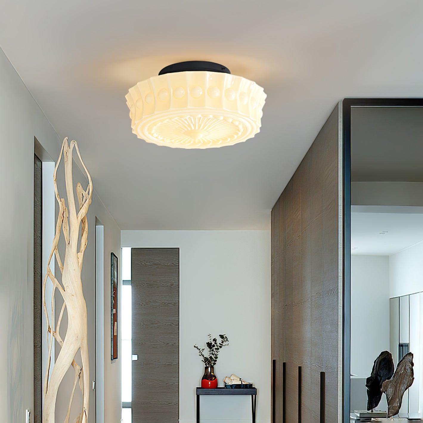 Solvendi | Minimalistisk geometrisk glas skål semi-flush loftslampe