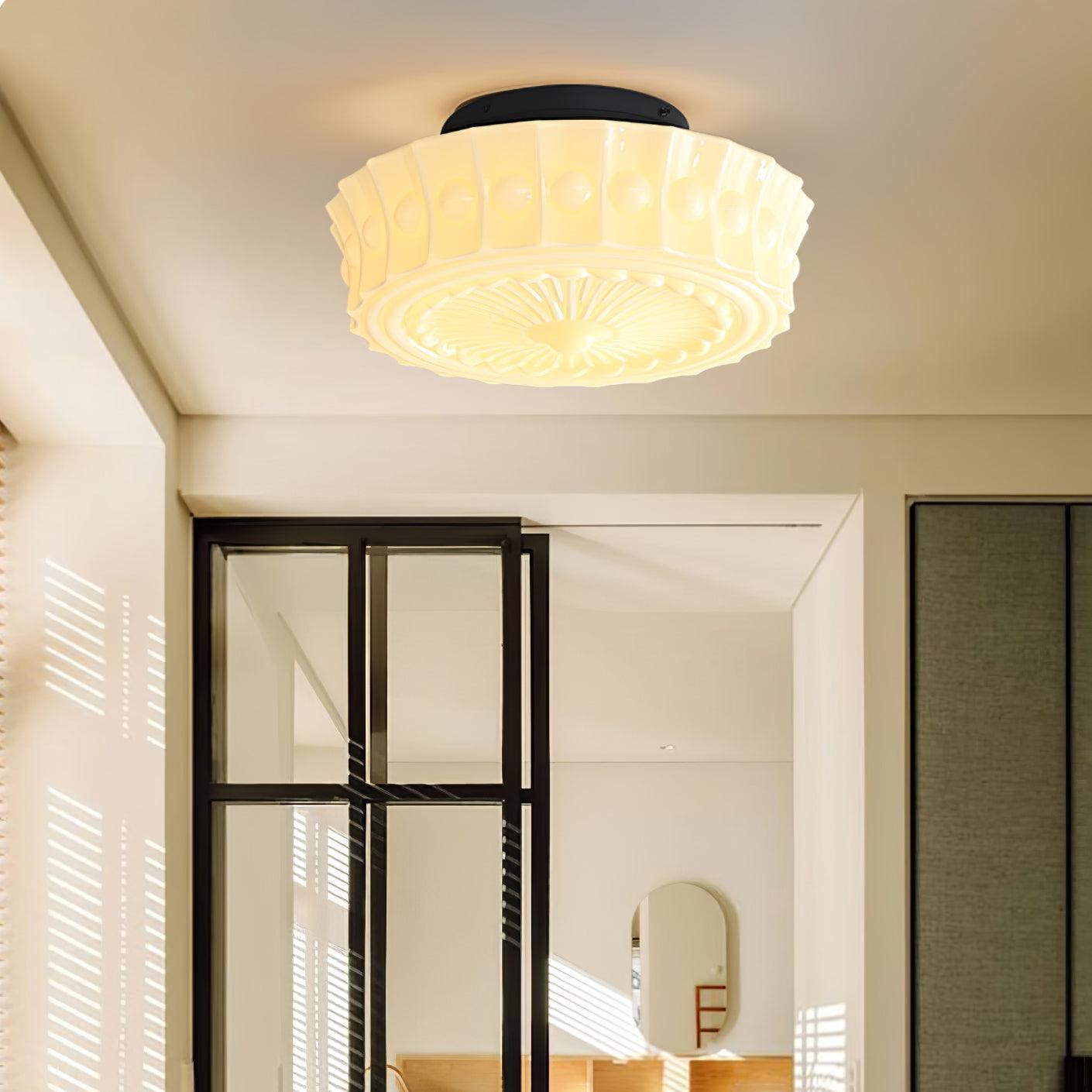 Solvendi | Minimalistisk geometrisk glas skål semi-flush loftslampe
