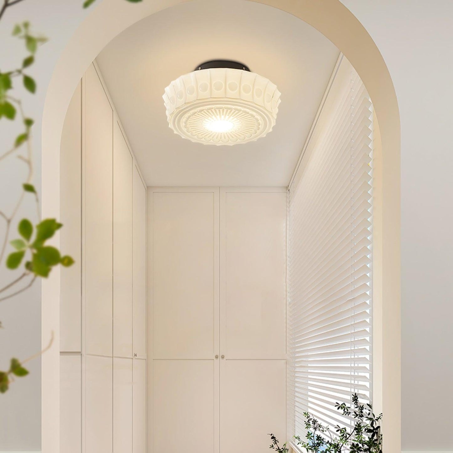 Solvendi | Minimalistisk geometrisk glas skål semi-flush loftslampe