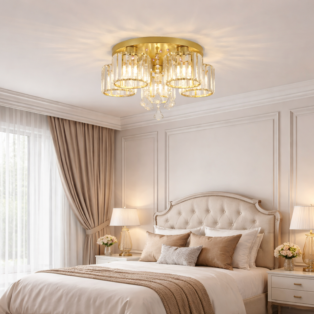 Vespera | Moderne multi-hoved krystalprisme flush mount loftslampe
