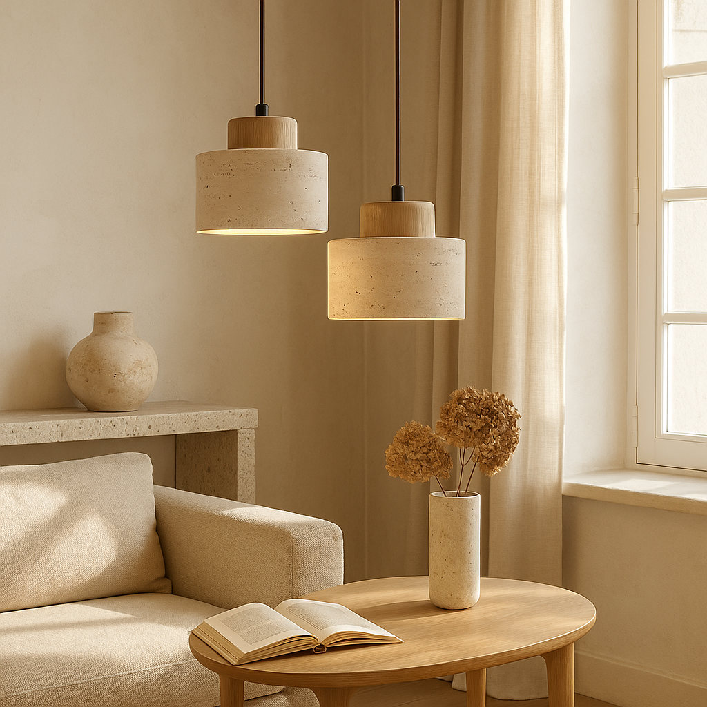 Lithos | Minimalistisk cylinder travertinsten pendel