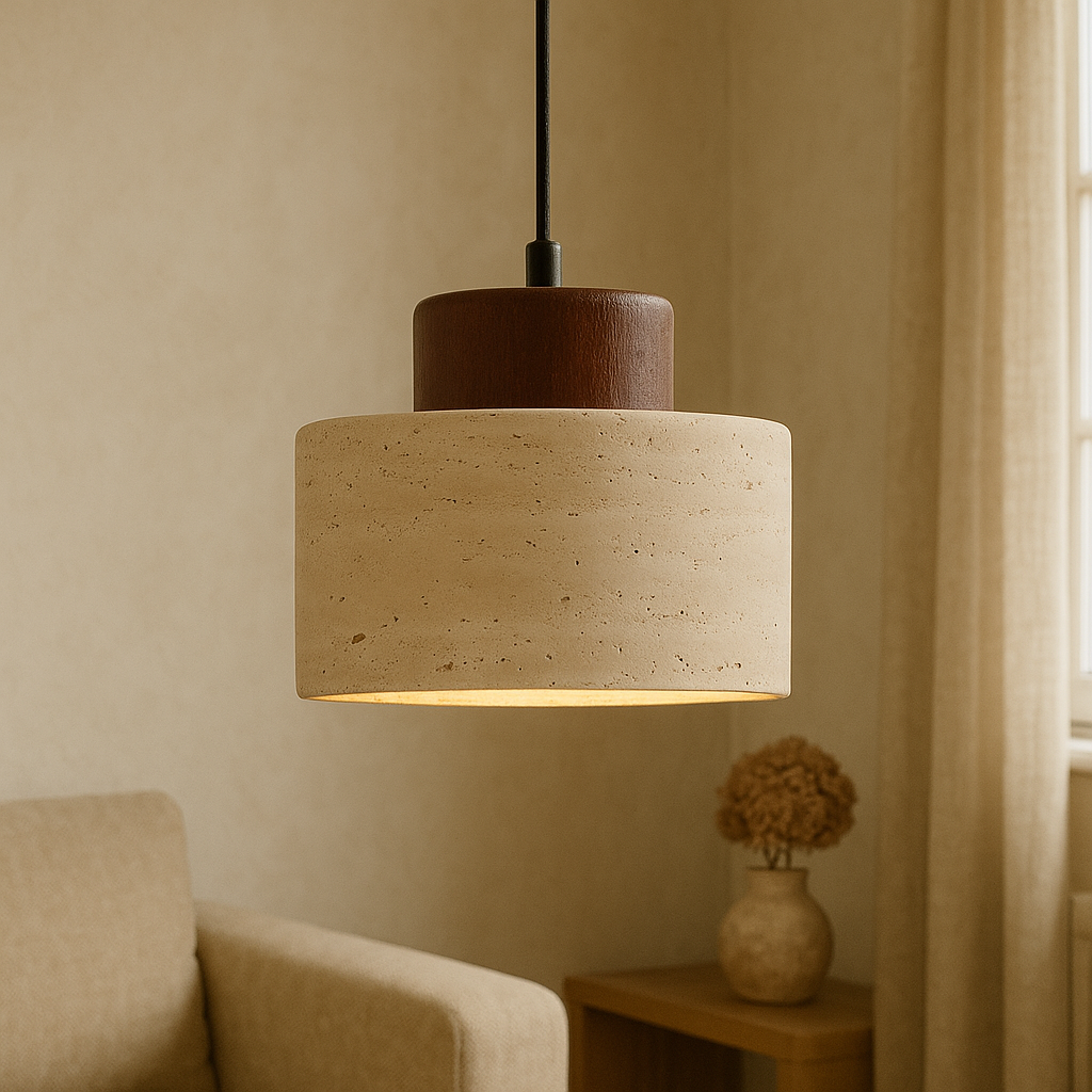 Lithos | Minimalistisk cylinder travertinsten pendel