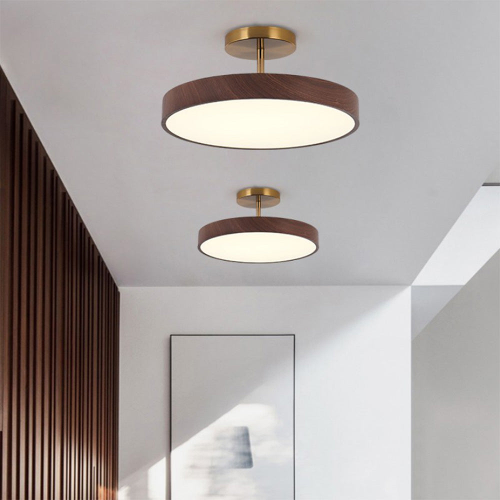 Sylva | Moderne træstruktur cirkulær semi-flush loftslampe