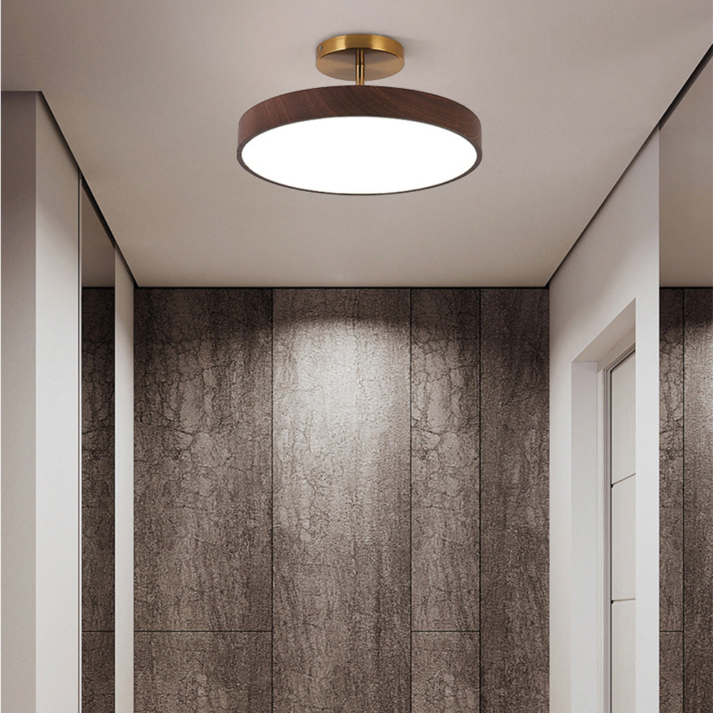 Sylva | Moderne træstruktur cirkulær semi-flush loftslampe