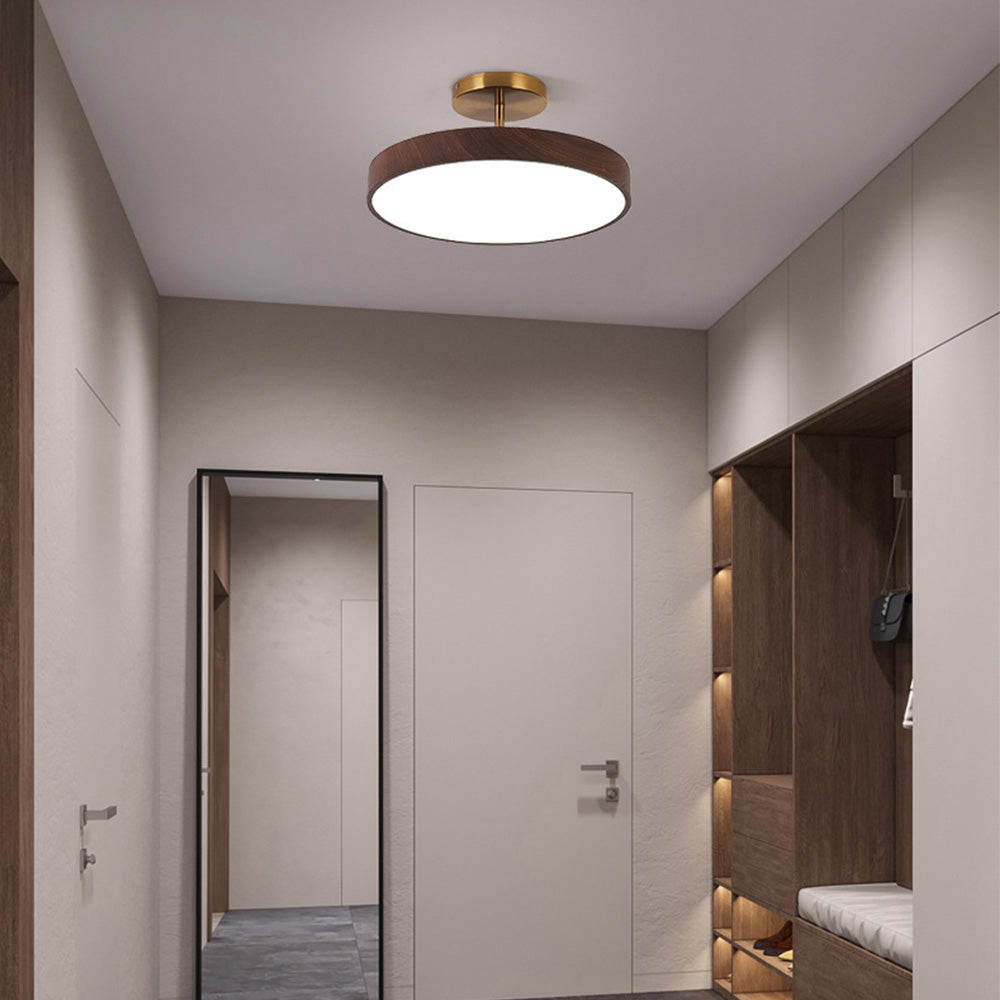 Sylva | Moderne træstruktur cirkulær semi-flush loftslampe
