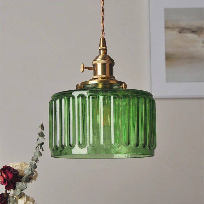 Viridis | Retro tekstureret glas cylinder pendellampe