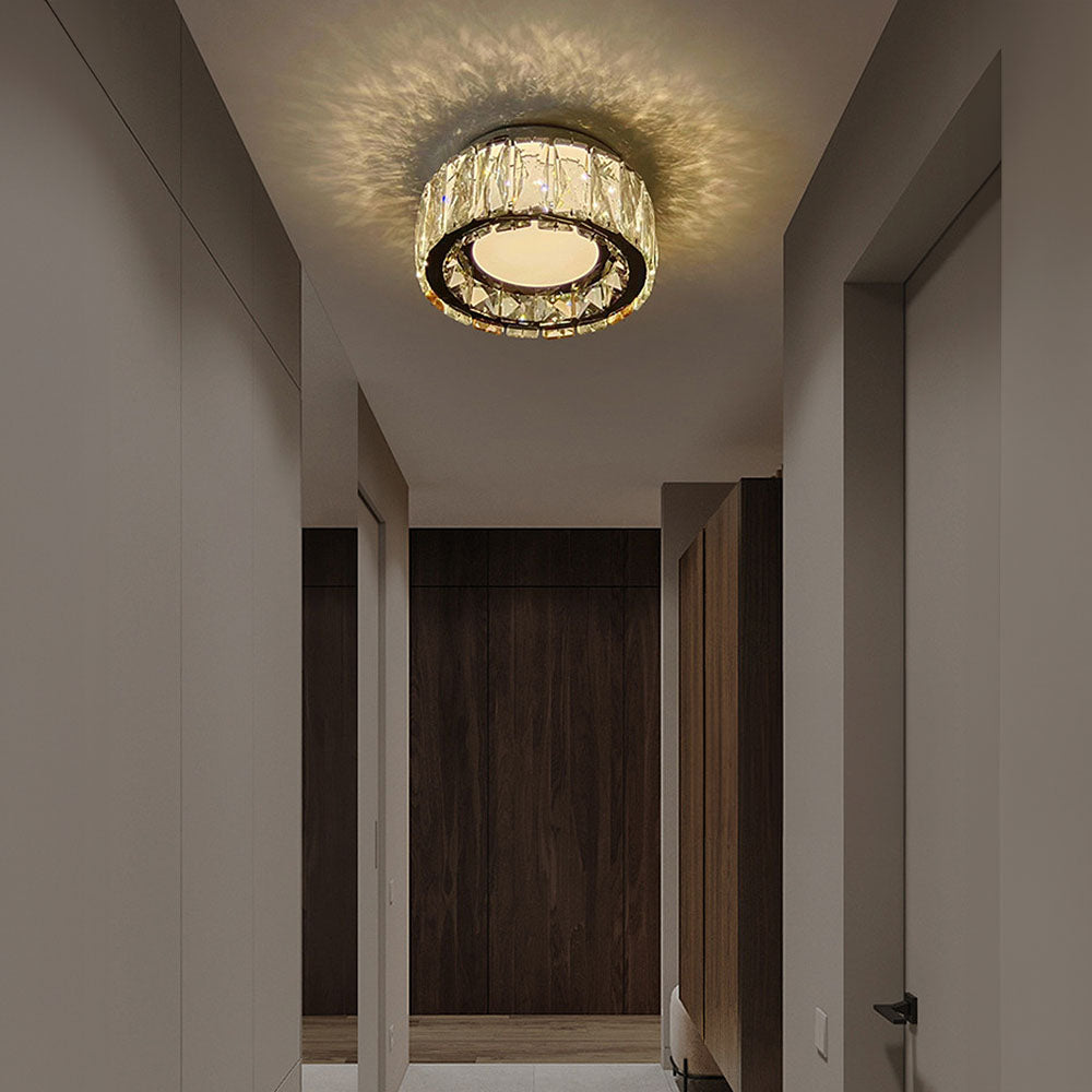 Crysta | Luksuriøs rund krystal flush mount loftslampe