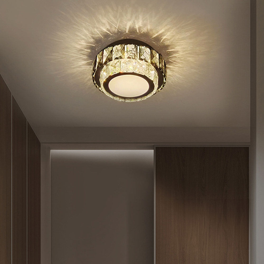 Crysta | Luksuriøs rund krystal flush mount loftslampe