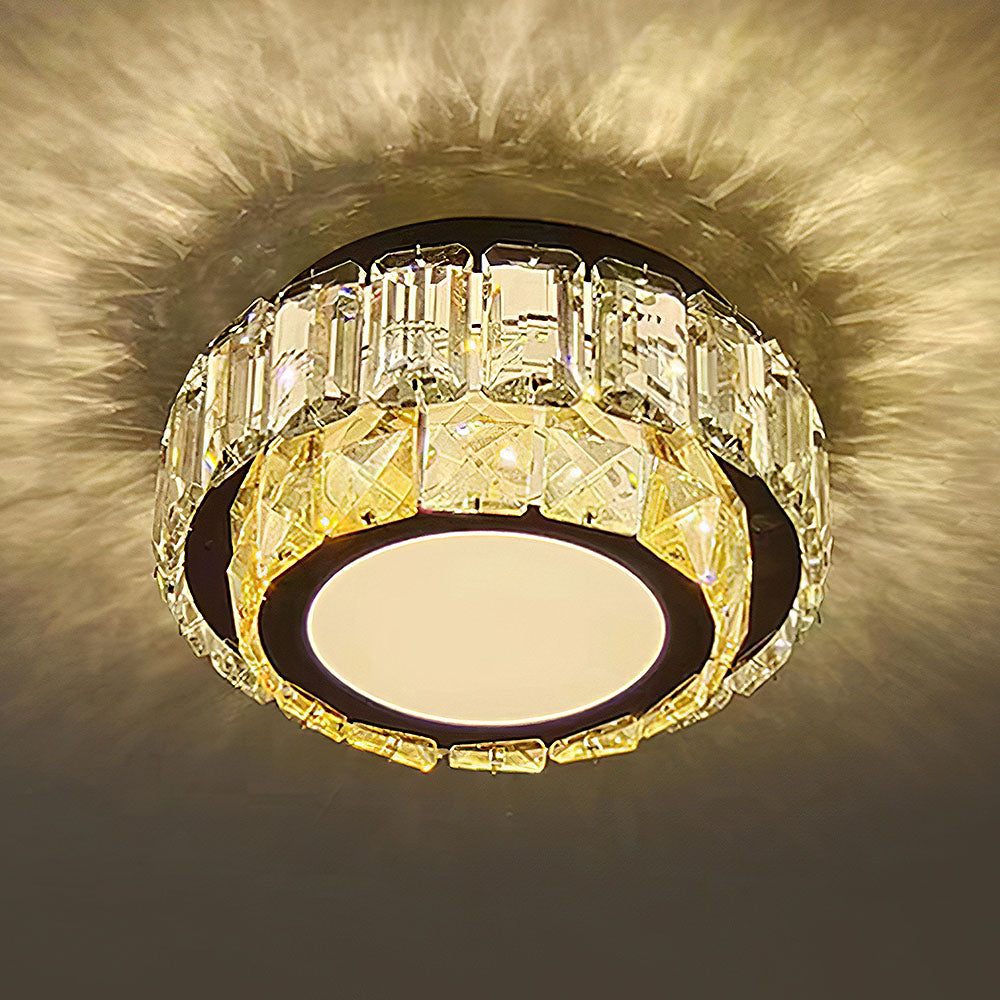 Crysta | Luksuriøs rund krystal flush mount loftslampe