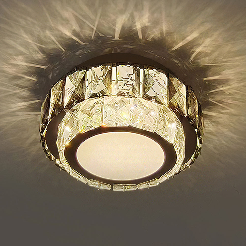 Crysta | Luksuriøs rund krystal flush mount loftslampe
