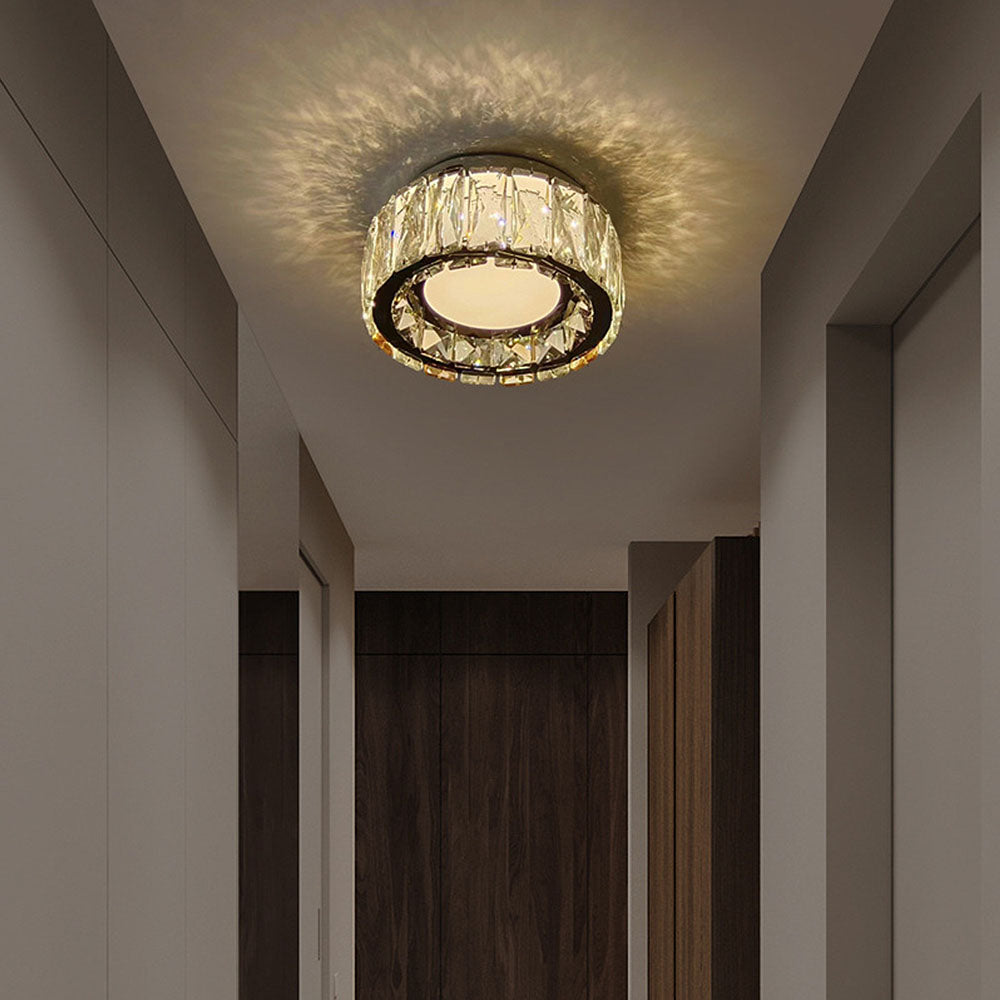 Crysta | Luksuriøs rund krystal flush mount loftslampe
