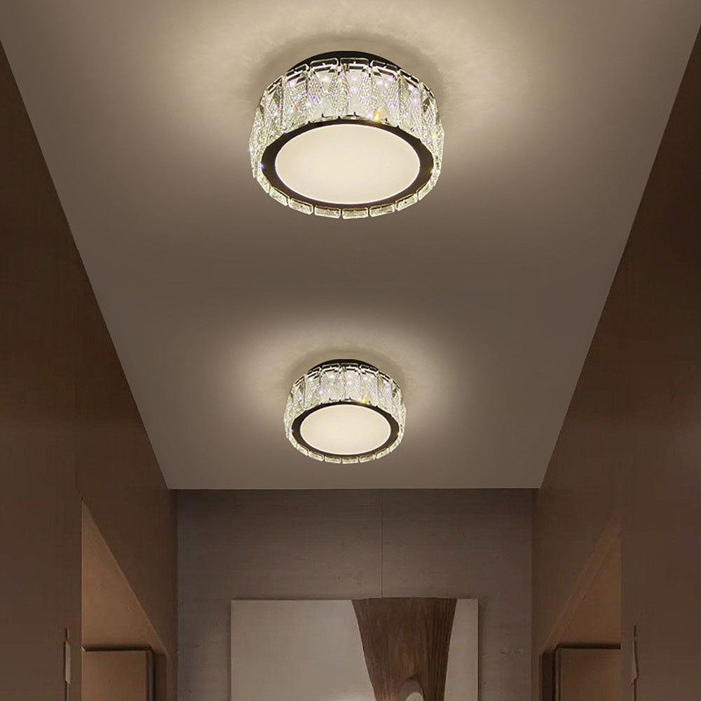 Crysta | Luksuriøs rund krystal flush mount loftslampe