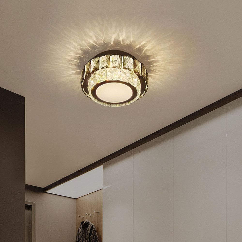 Crysta | Luksuriøs rund krystal flush mount loftslampe