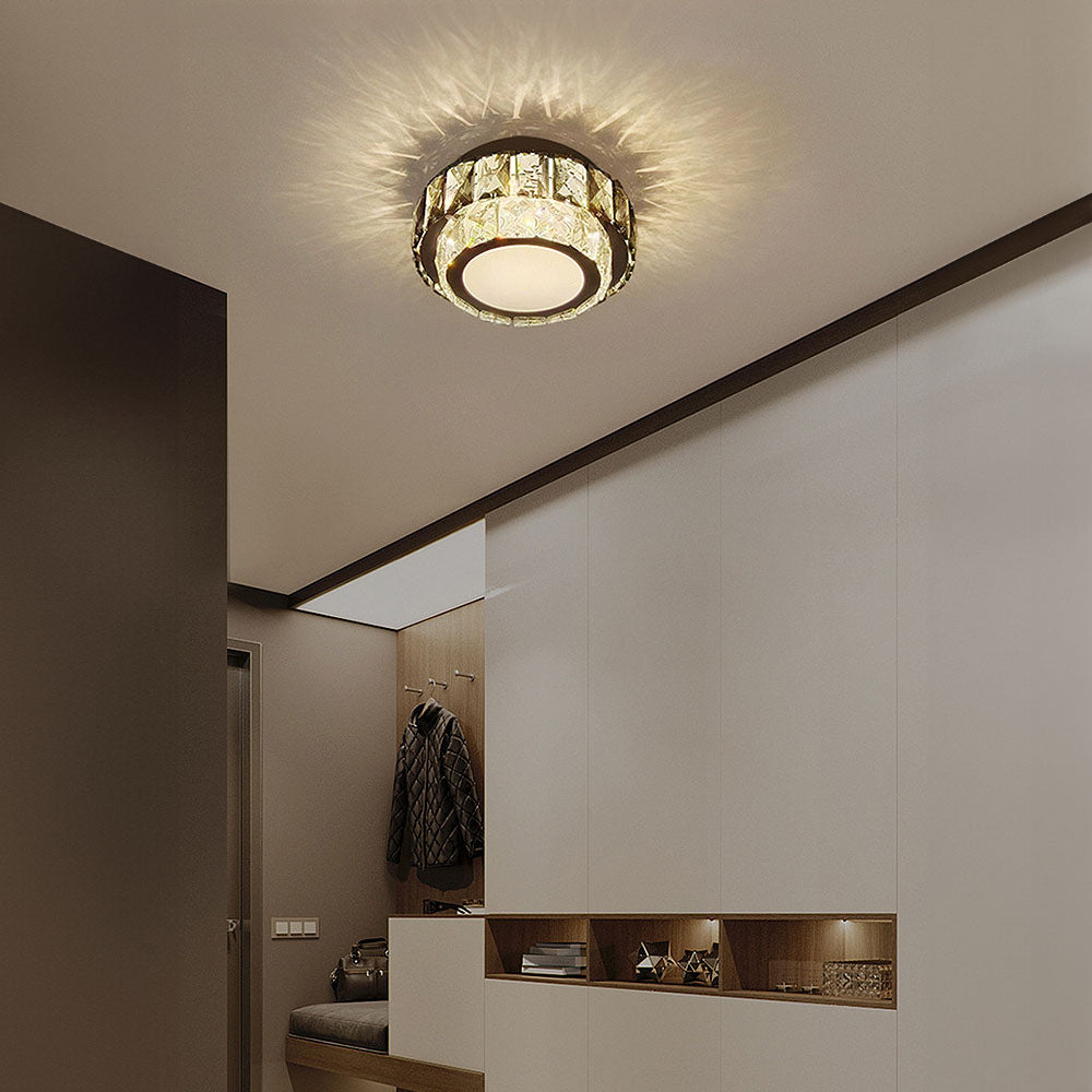 Crysta | Luksuriøs rund krystal flush mount loftslampe
