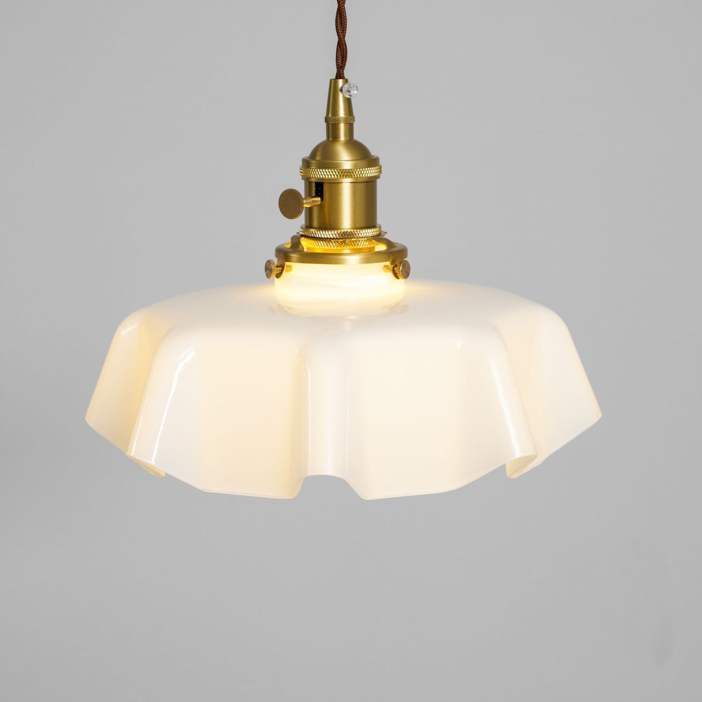 Kelvarna | Vintage plisseret glas fløjl pendellampe