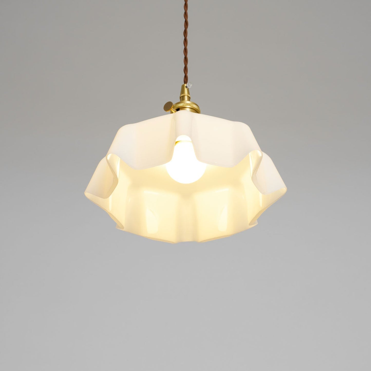 Kelvarna | Vintage plisseret glas fløjl pendellampe