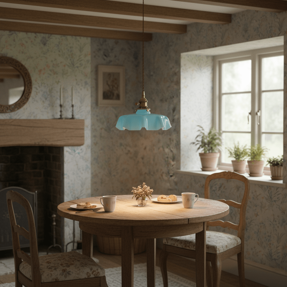 Kelvarna | Vintage plisseret glas fløjl pendellampe