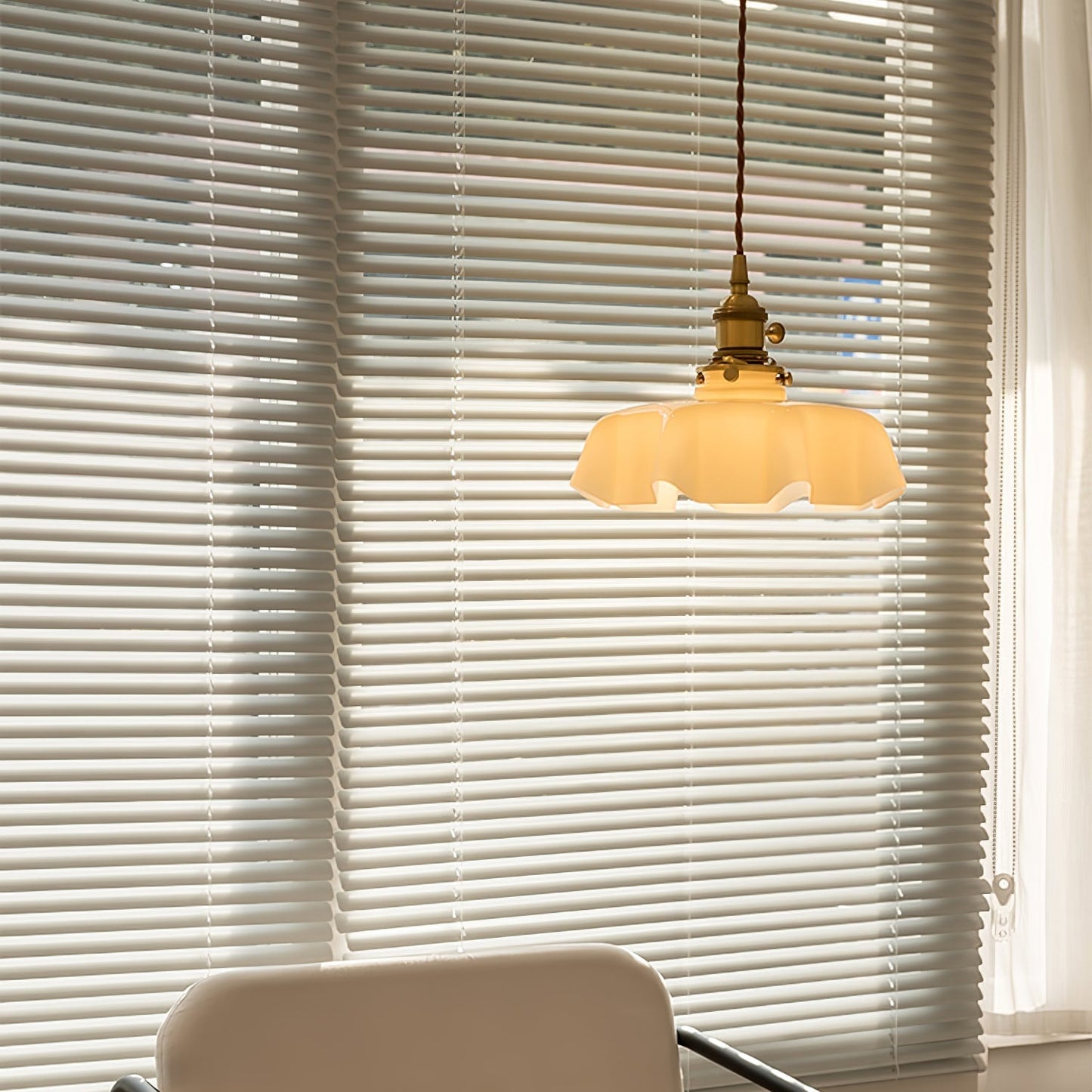 Kelvarna | Vintage plisseret glas fløjl pendellampe