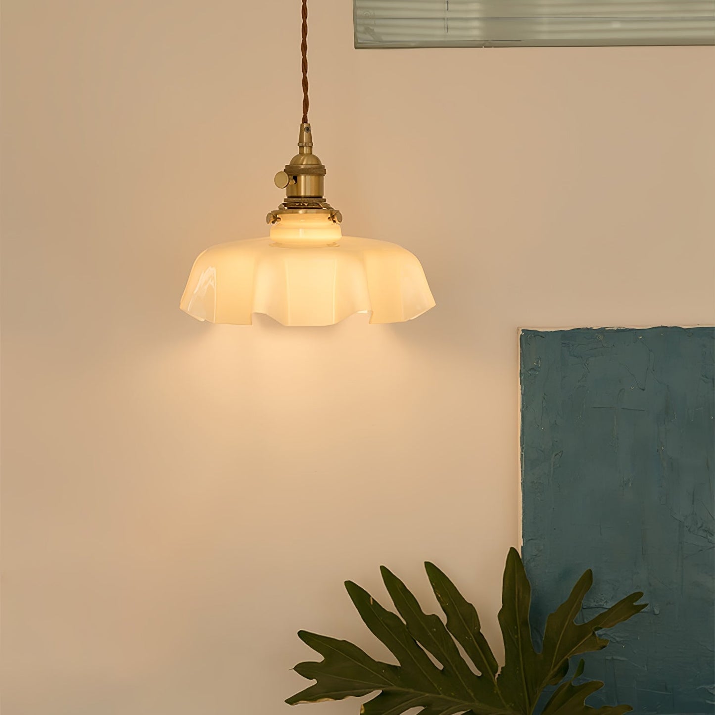 Kelvarna | Vintage plisseret glas fløjl pendellampe