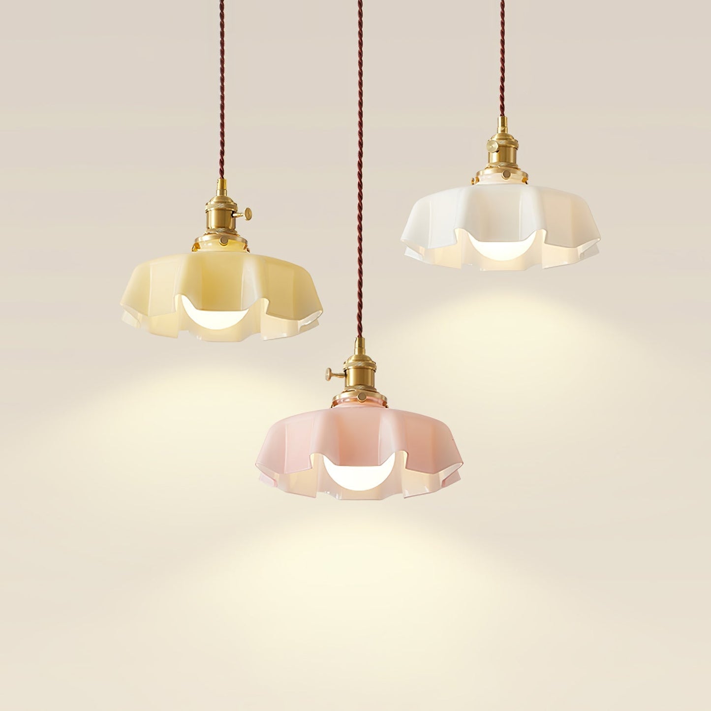 Kelvarna | Vintage plisseret glas fløjl pendellampe