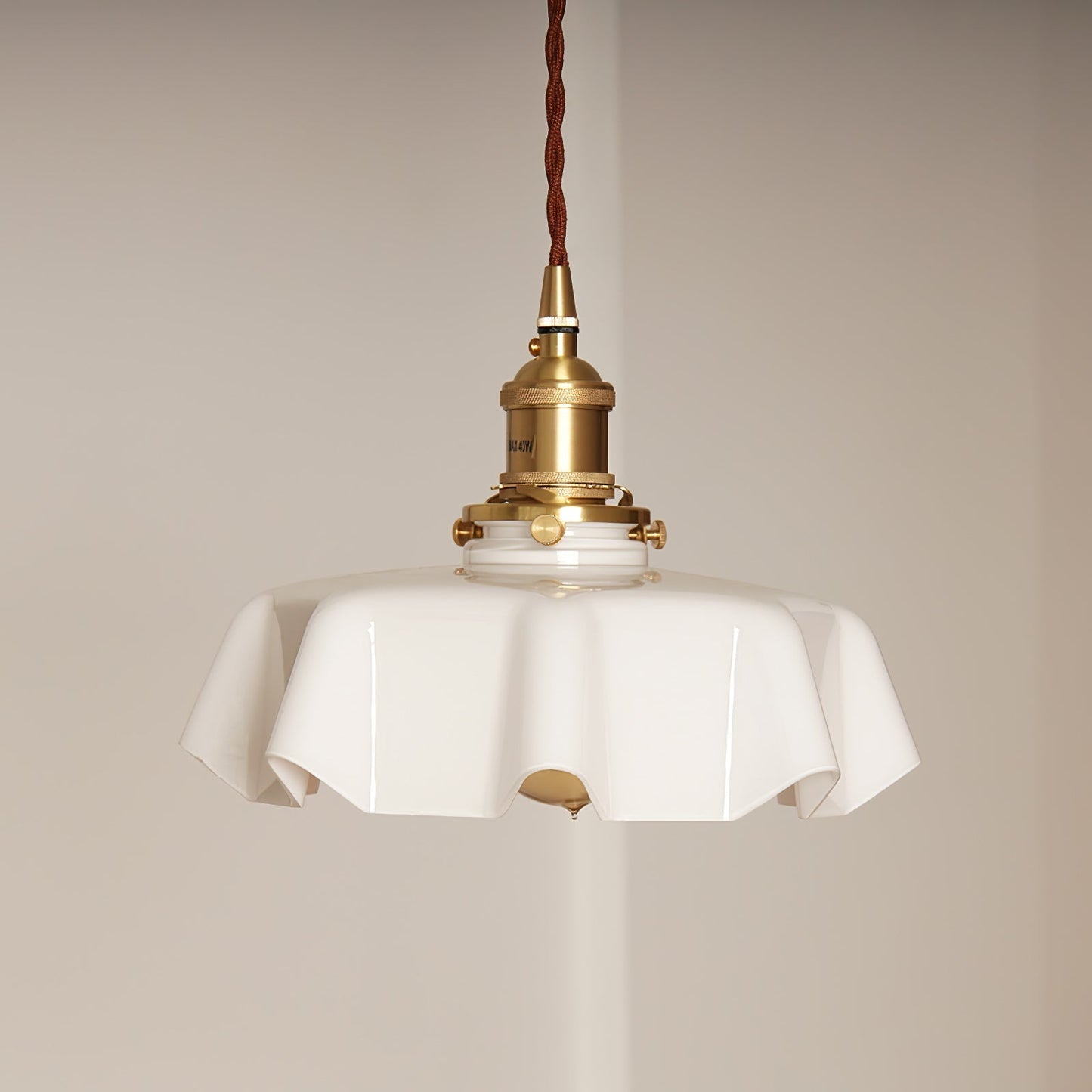 Kelvarna | Vintage plisseret glas fløjl pendellampe