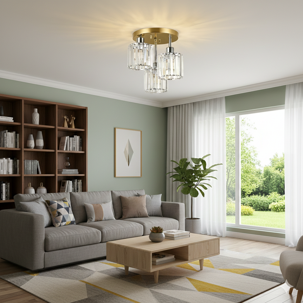Luminera | Elegant krystalglas semi-flush loftslampe