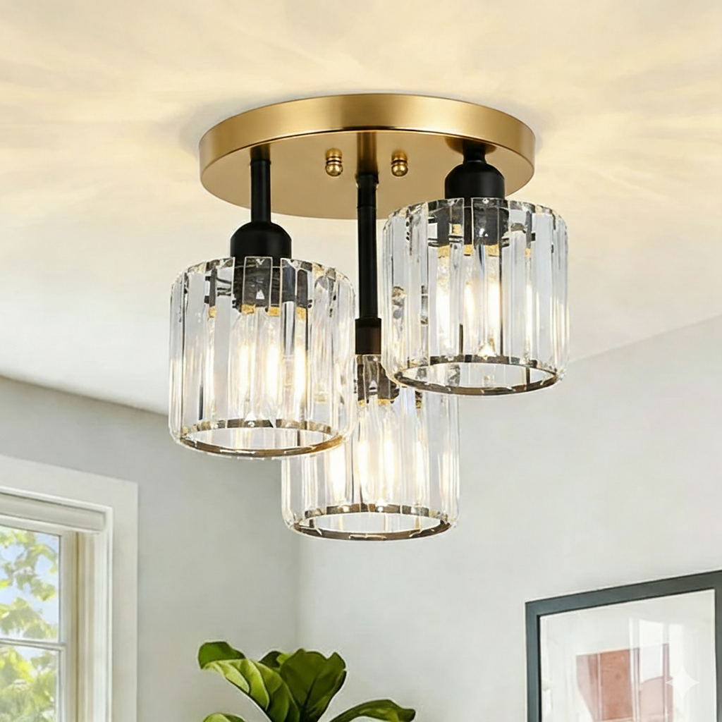 Luminera | Elegant krystalglas semi-flush loftslampe