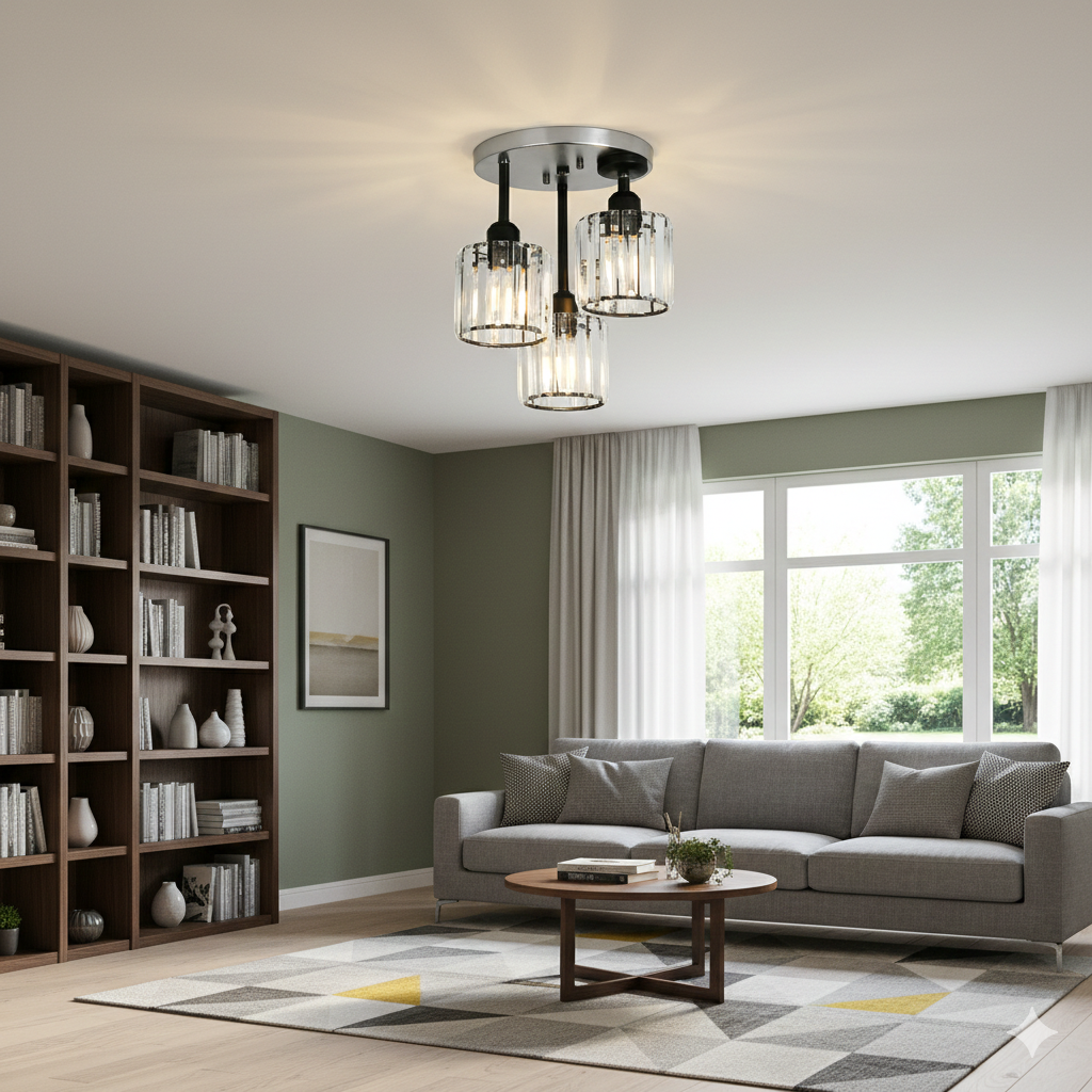 Luminera | Elegant krystalglas semi-flush loftslampe