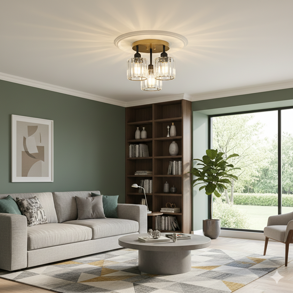 Luminera | Elegant krystalglas semi-flush loftslampe