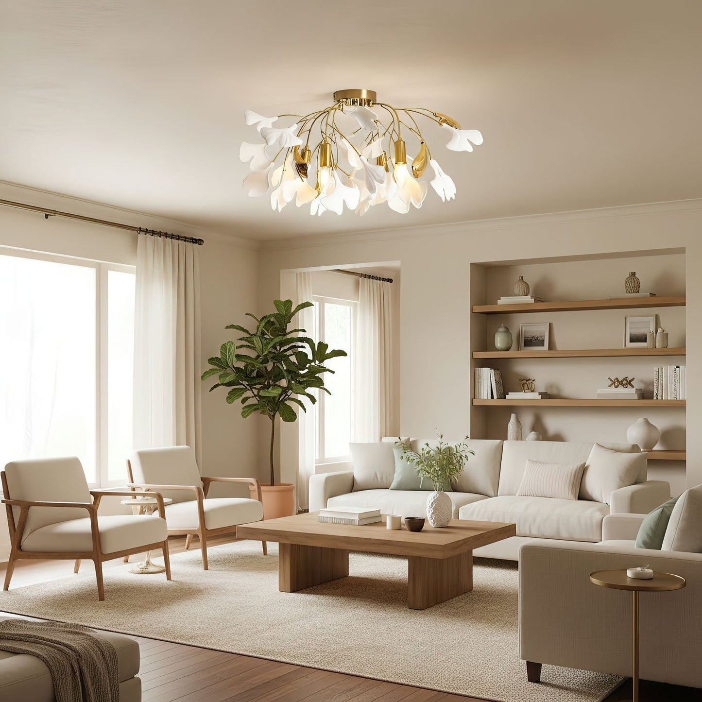 Zephryon | Botanisk keramisk bladklynge loftslampe  