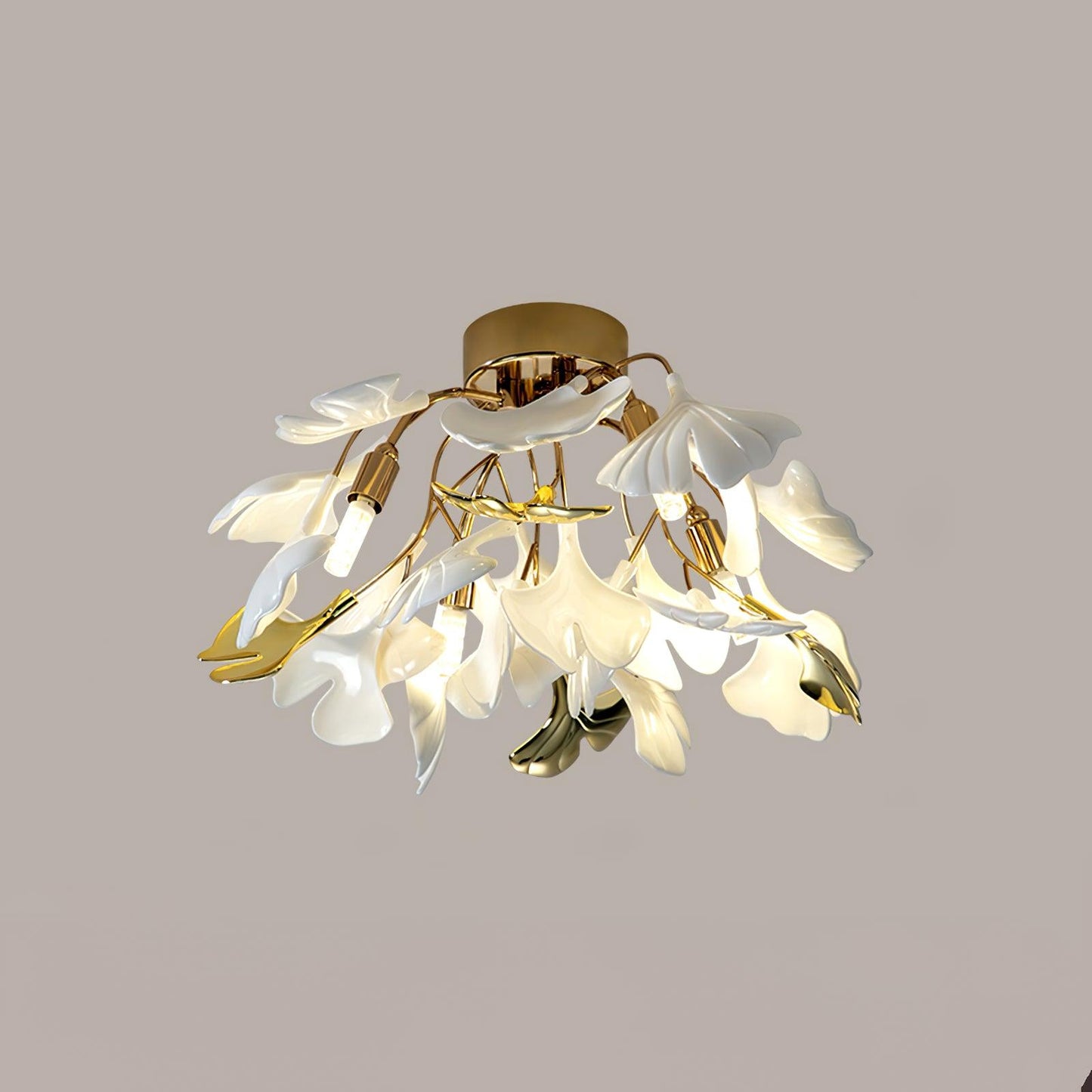Zephryon | Botanisk keramisk bladklynge loftslampe  