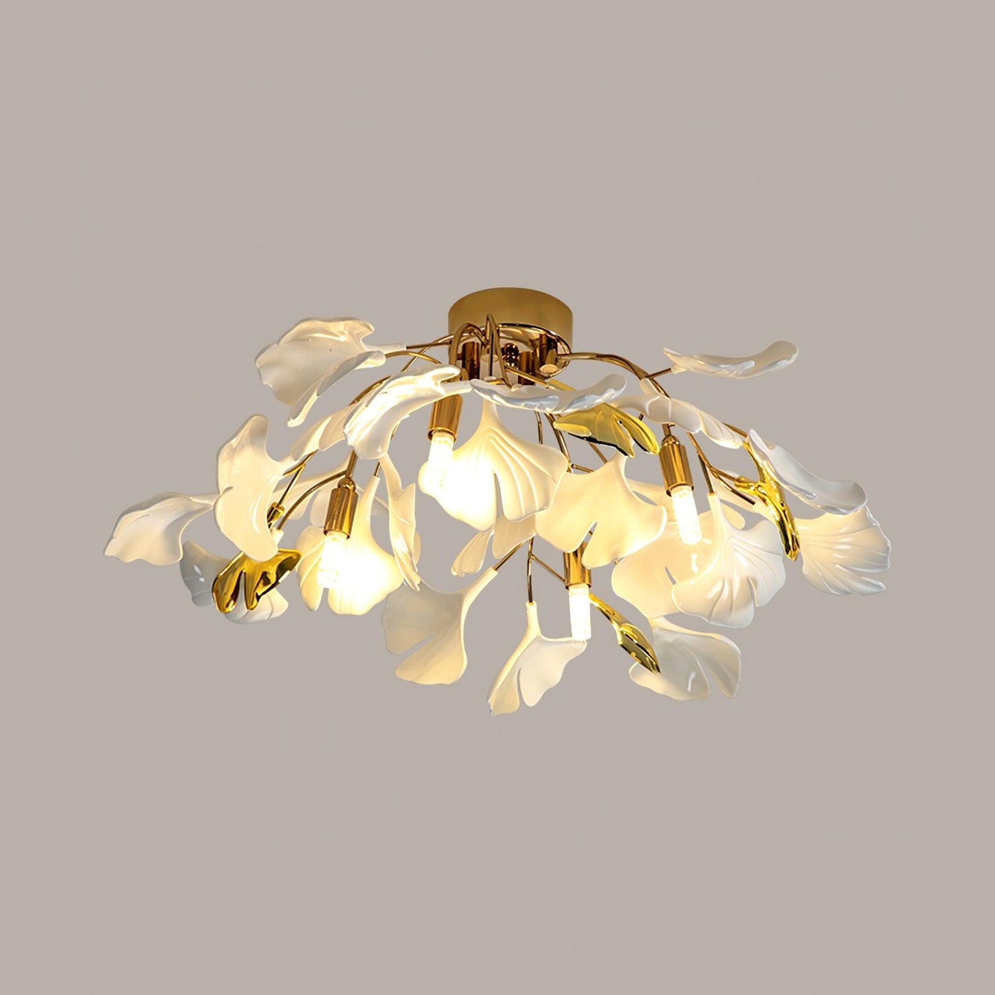 Zephryon | Botanisk keramisk bladklynge loftslampe  