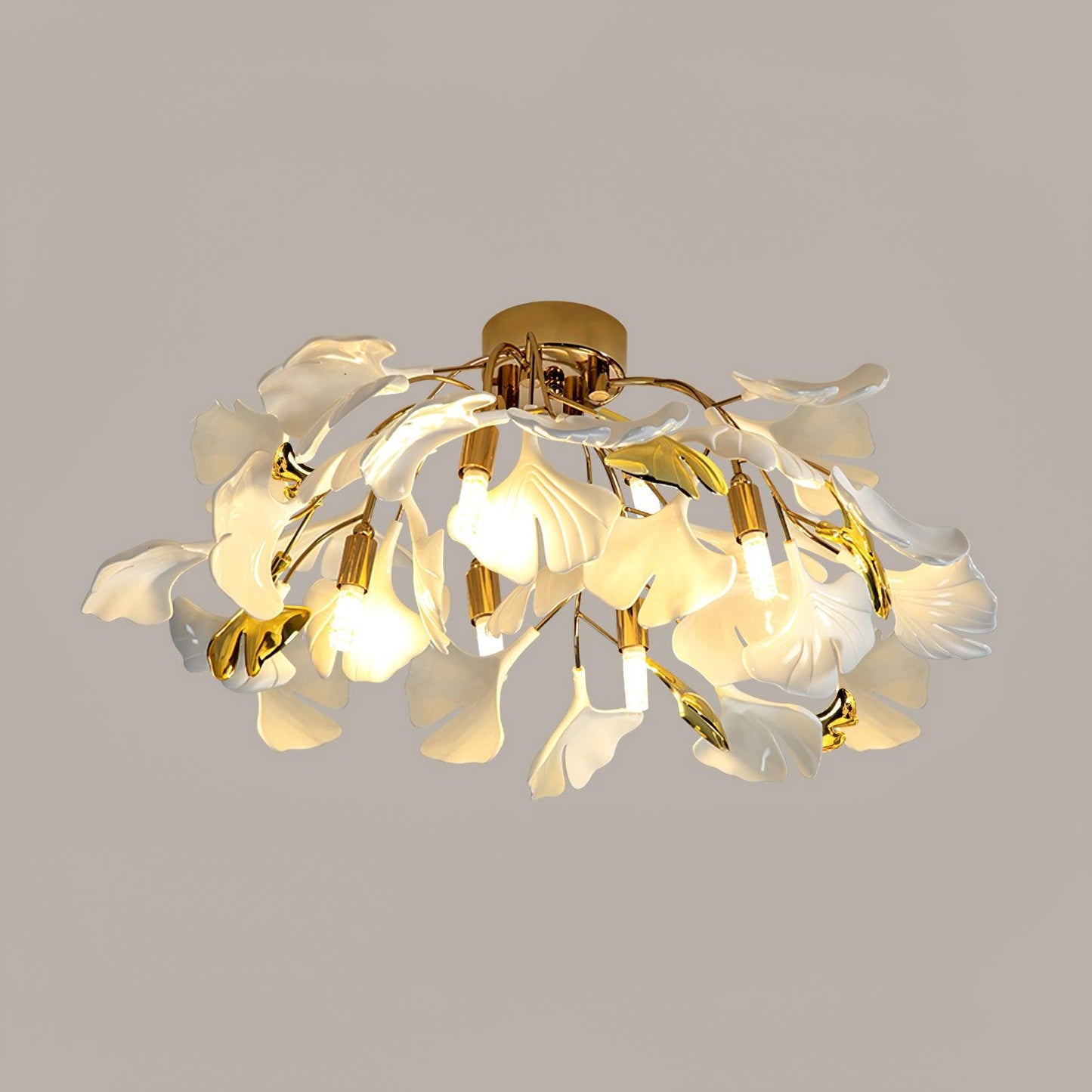 Zephryon | Botanisk keramisk bladklynge loftslampe  