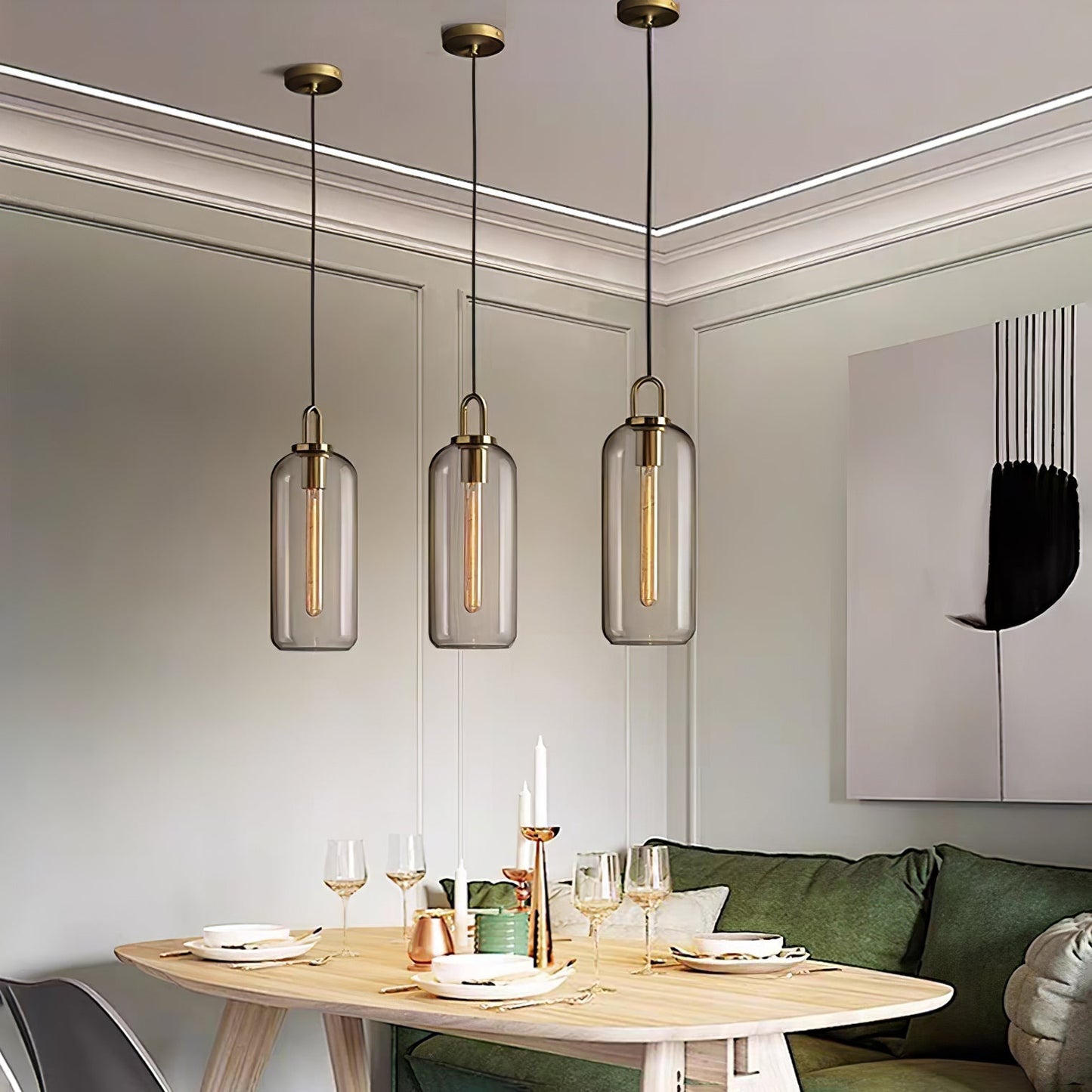 Kyntara | Moderne asymmetrisk elliptisk glas pendellampe